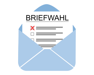 Ein Bild eines Umschlages  mit Stimmzettel zur Wahl