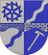 Im von Silber und Blau gespaltenen Schild schräglinks eine Wellenleiste, in der Mitte überdeckt von einer zweibogigen Brücke, beide in verwechselten Farben. Vorn oben ein blaues Mühlrad. Hinten unten schränglinks ein silberner Schieferhammer