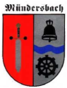Gespalten von Rot und Silber. Vorn ein gestürztes silbernes Schwert mit schwarz-silbernem Griff, rundem goldenem Knauf und mit runden schwarzen Knöpfen an der goldenen Parierstange. Hinten eine blaue Wellenleiste, darüber eine schwarze Glocke, darunter ein achtspeichiges schwarzes Mühlrad.