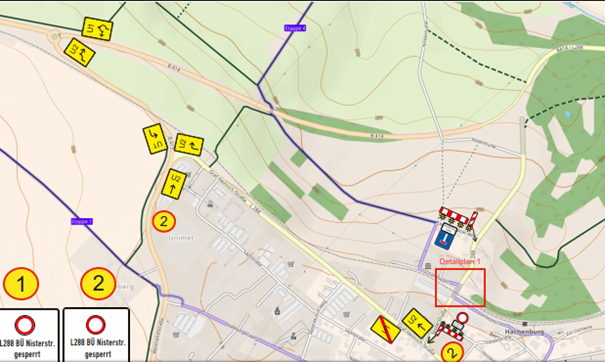 Plan Umleitung zwischen Hachenburg und Nister