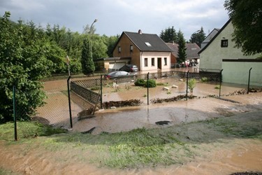 Hochwasser auf einem privaten Grundstück