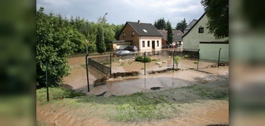 Hochwasser auf einem privaten Grundstück