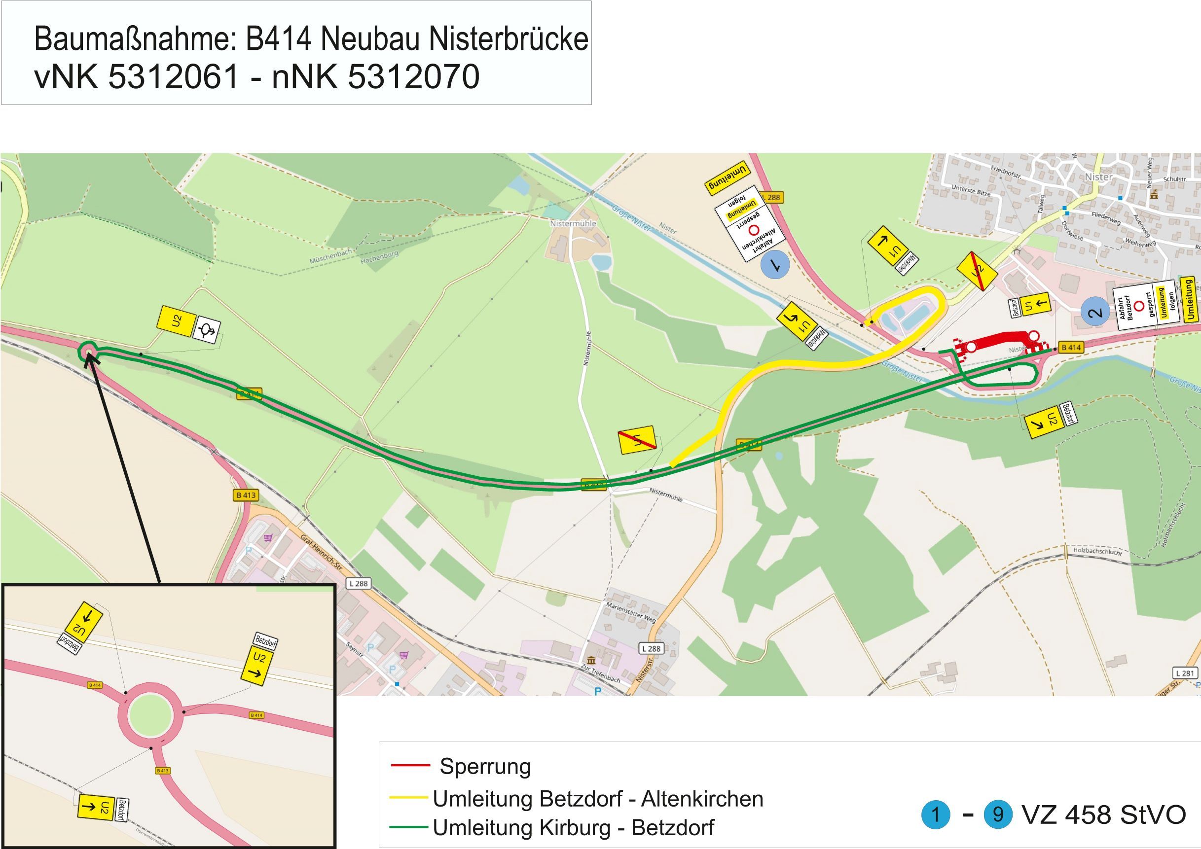 Karte Umleitung B414