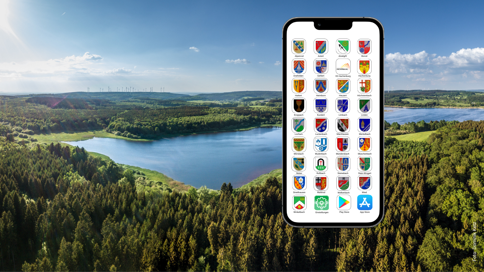 Westerwälder Seenplatte mit Abbildung eines Handys