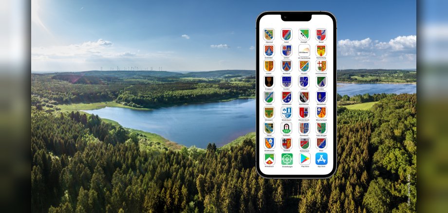 Westerwälder Seenplatte mit Abbildung eines Handys