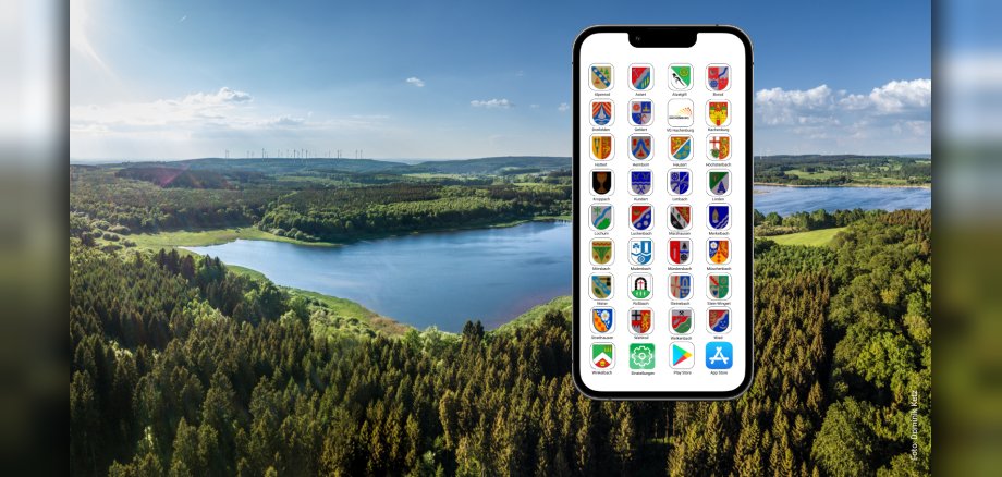 Westerwälder Seenplatte mit Abbildung eines Handys