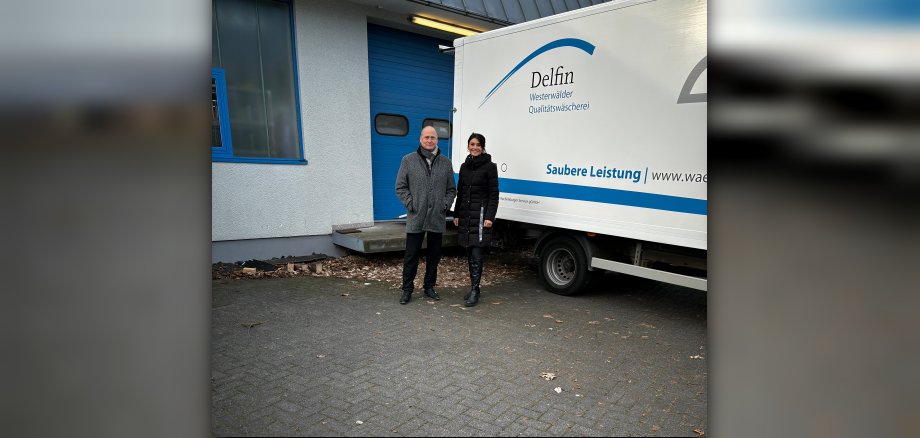 Wirtschaftsförderin zu Besuch bei dem Inklusionsunternehmen 'Delfin -Westerwälder Qualitätswäscherei' in Hachenburg.