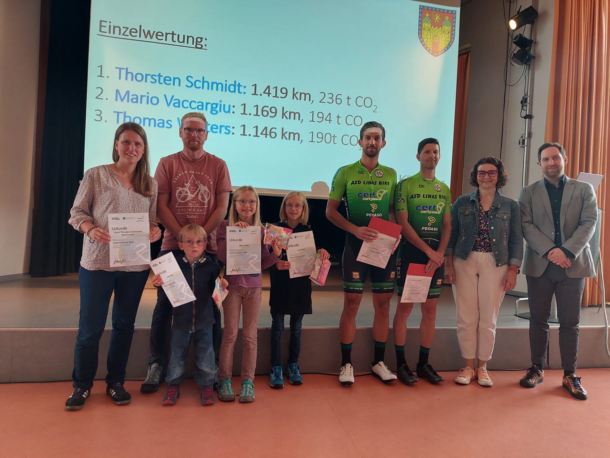 v.l.n.r. Familie Mies, Thomas Welters, Mario Vaccargiu, Gabriele Greis, Dr. Timo Karl