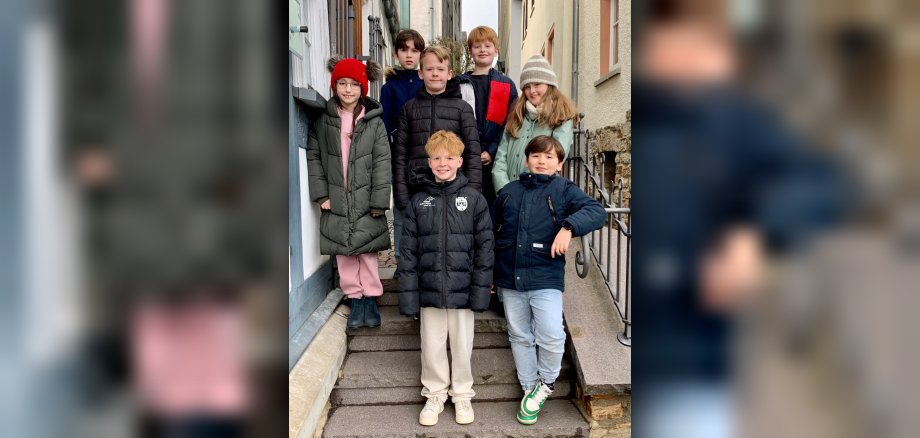 Die Drittklässler der beiden Hachenburger Grundschulen (Am Schloss und Altstadt) – Lennart Wasner, Paula Henrich, Elen Khachatryan, Enno Rein, Eddie Strätz, Johann Lisac, Konrad Klöckner und Kalle Hoffmann