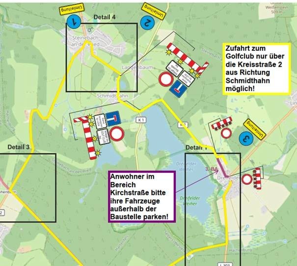 Straßenplan von Dreifelden