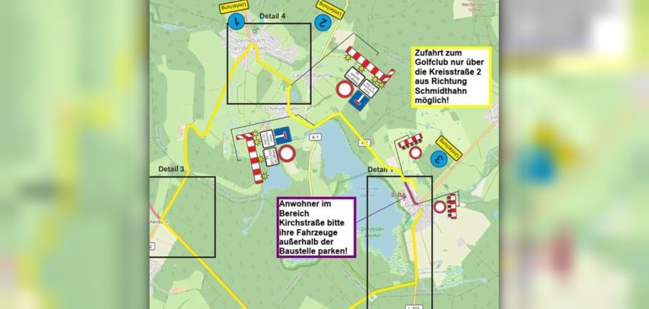 Straßenplan von Dreifelden