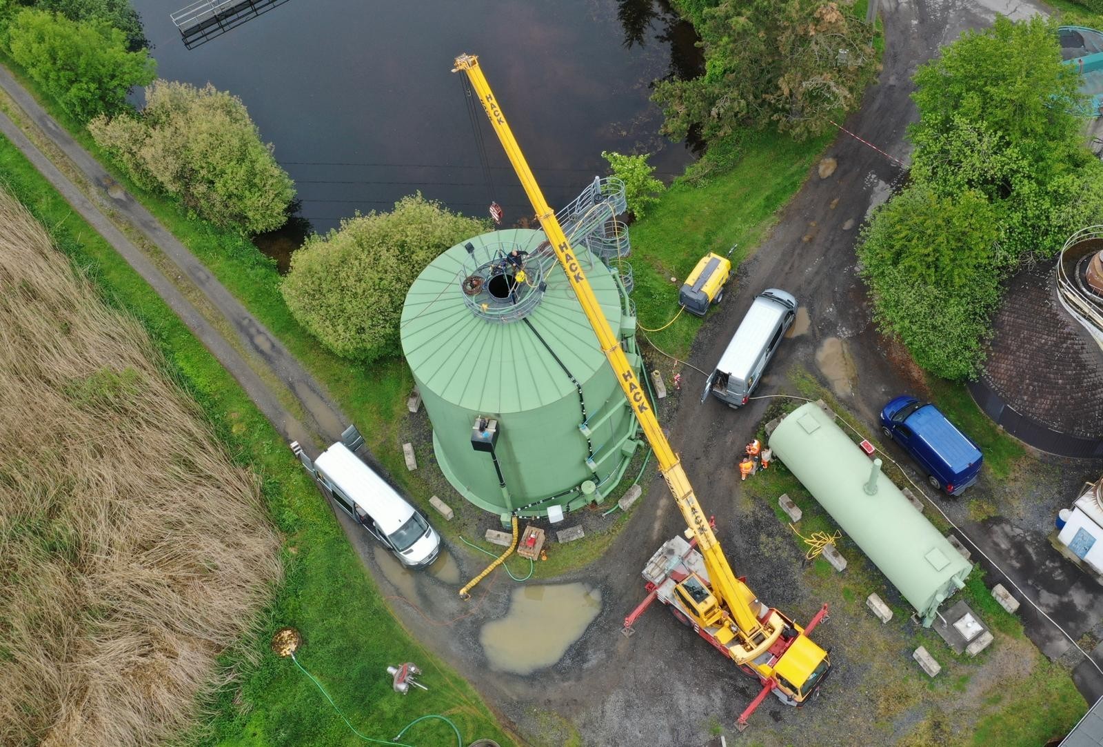 Faulturm in Luftbildansicht