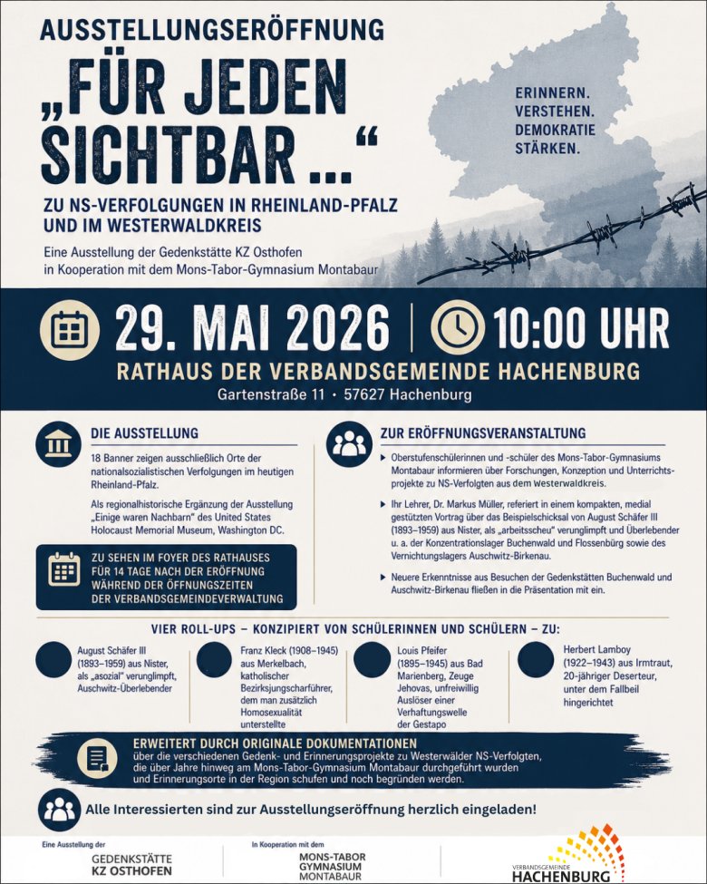 Plakat zur Ausstellungseröffnung "Für jeden Sichtbar"