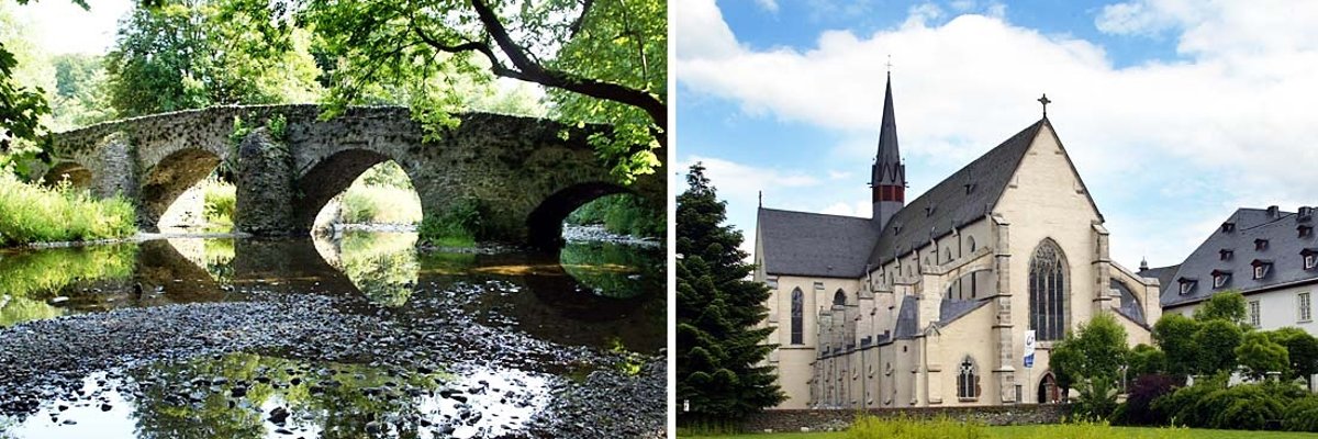 Bild von der Brücke und dem Kloster in Marienstatt