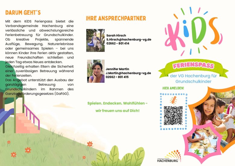 Informationsflyer zu Ferienspaß für Grundschulkinder